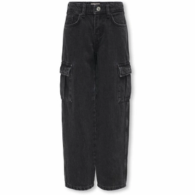 kids ONLY Washed Black Harmony Wide Cargo Carrot Jeans Noos Subtle Detail