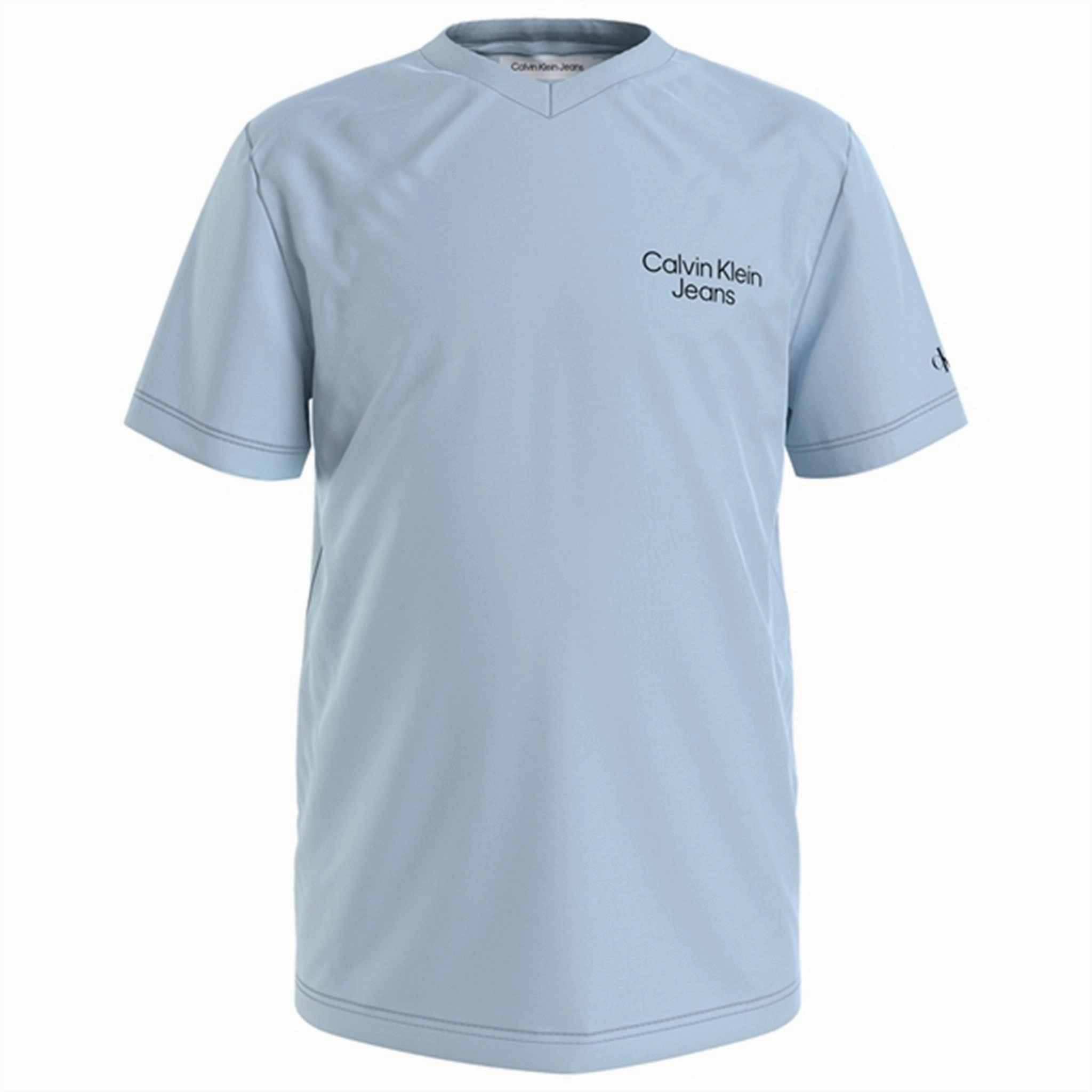 Low carbon footprint Award-winning Calvin Klein Stack Logo V-Neck T-Shirt Keepsake Blue