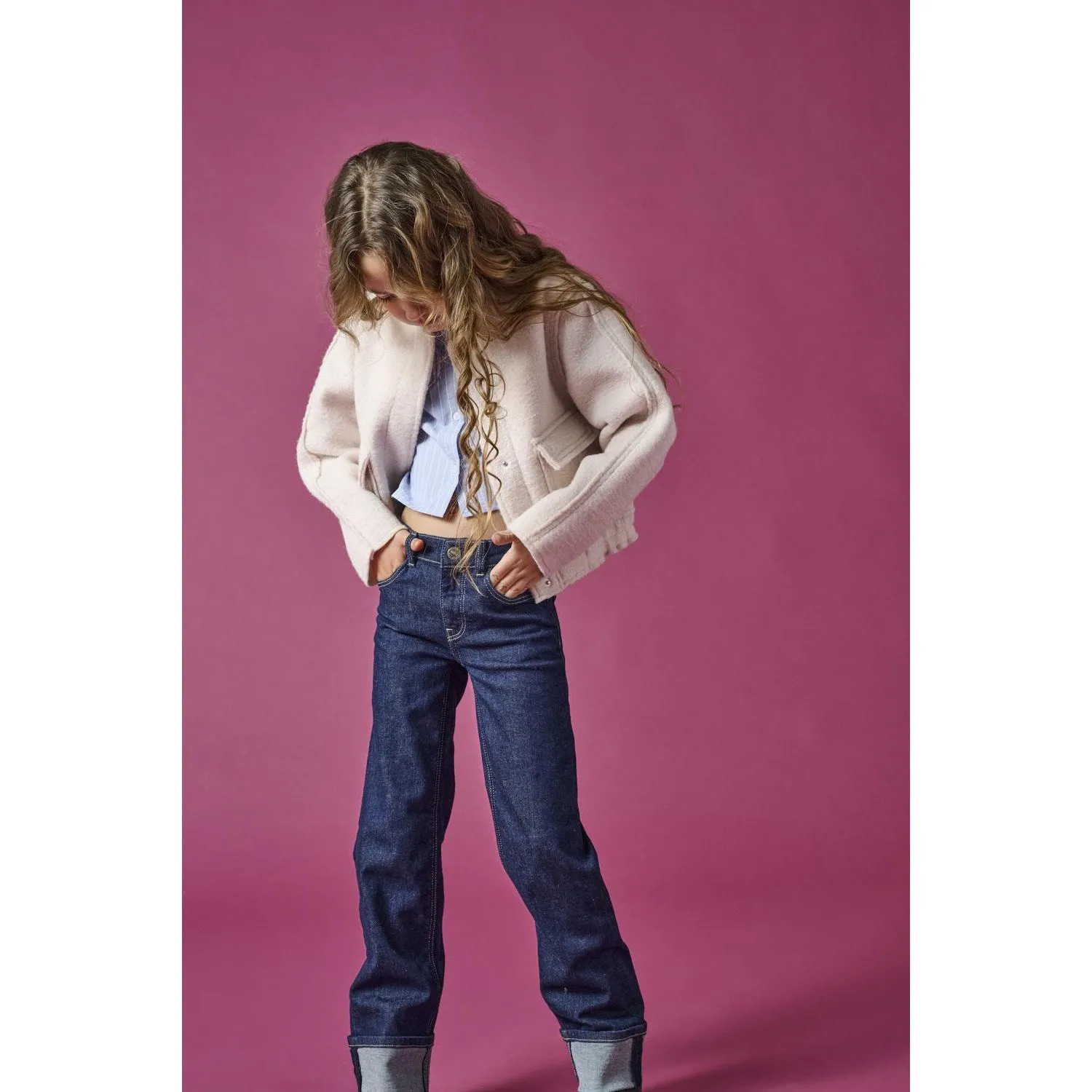 kids ONLY Dark Blue Denim Mercer Wide Fold-Up Denim Jeans Chill Mode