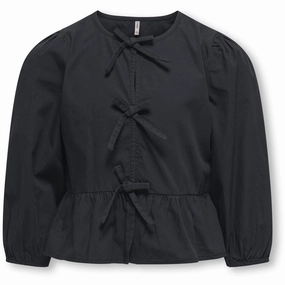kids ONLY Black Clara Puff Bow Blouse AOP Abrasion Resistant Edging tailored look