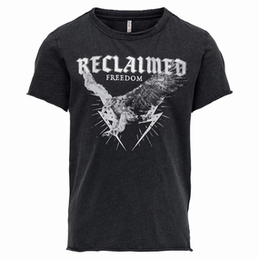 Natural Fiber Blend Holiday Outfit Kids ONLY Black Lucy Fit Eagle Wings T-Shirt