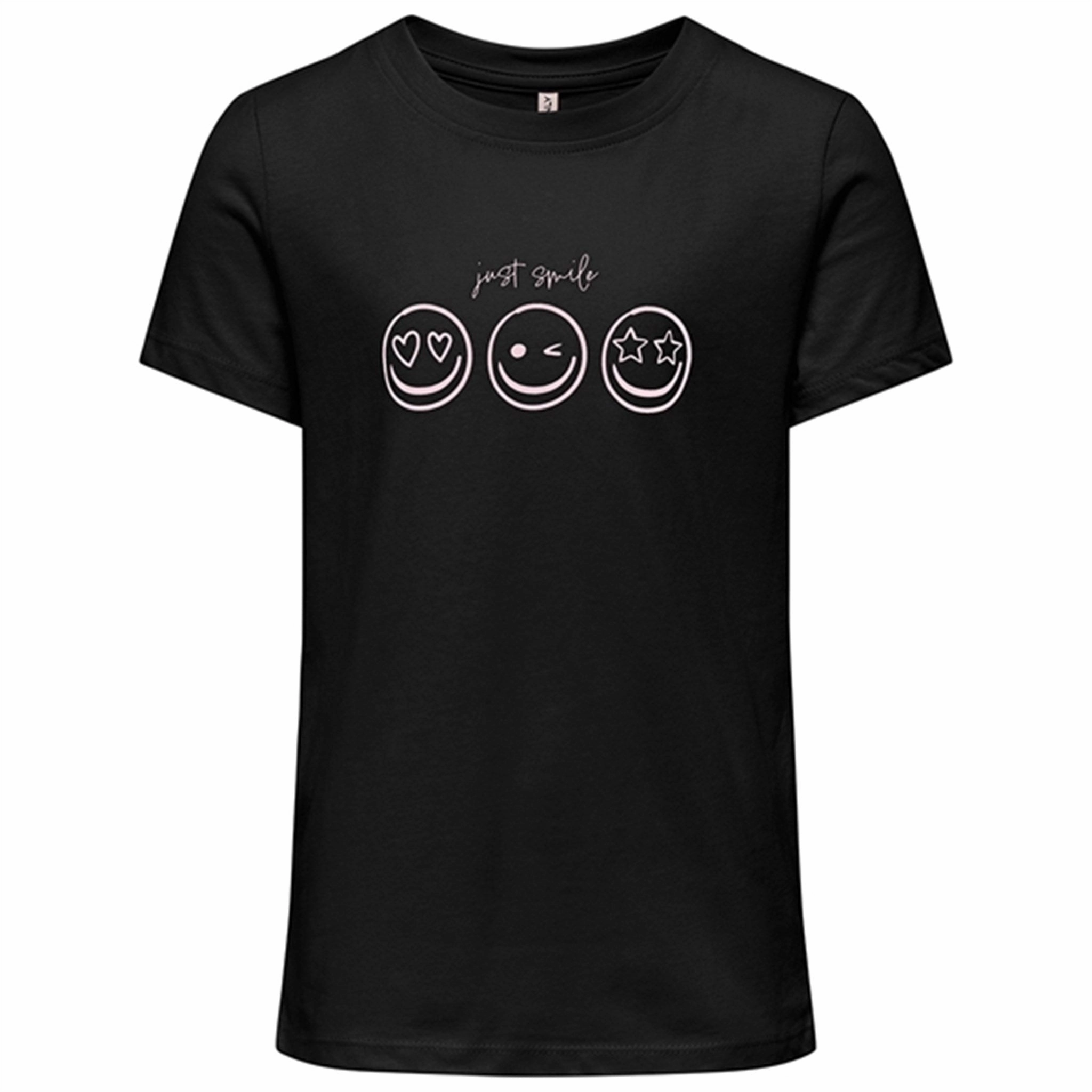 Minimalist Look Kids ONLY Black Smil Happy T-Shirt