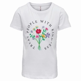 BreathableMeshLining Soft Breathable Kids ONLY Bright White Emma Flower T-shirt