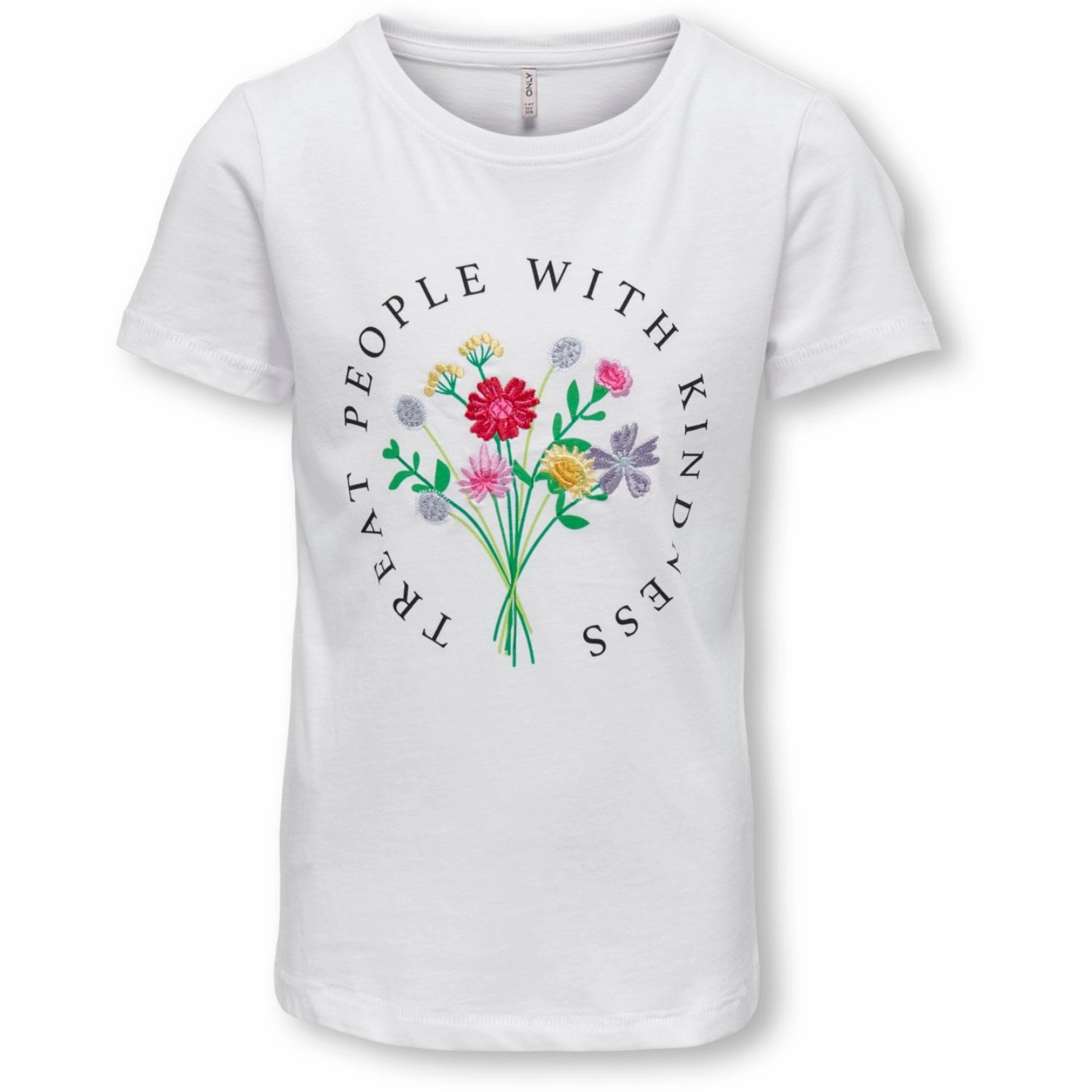 Kids ONLY Bright White Emma Flower T-shirt Trendy Comfort Fit