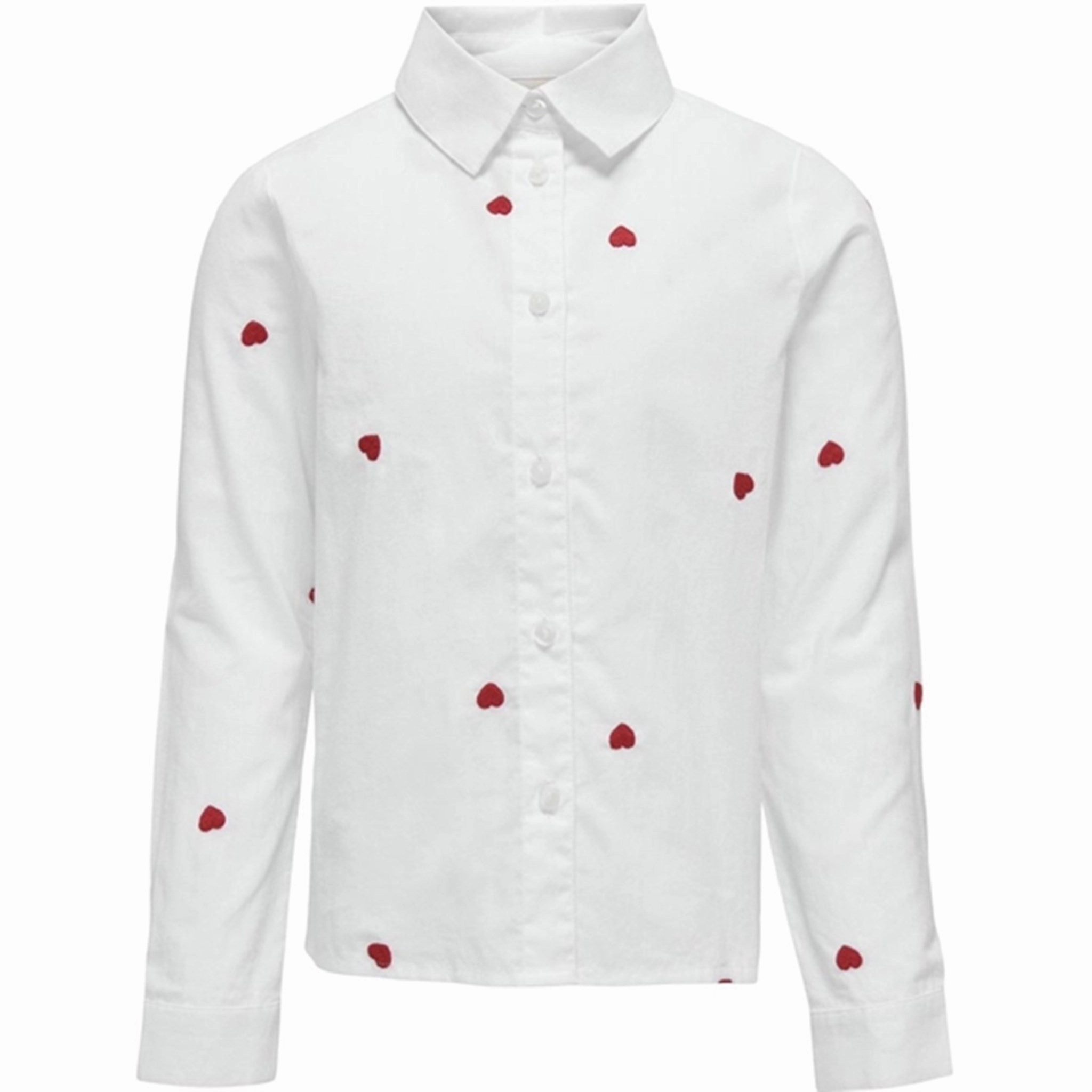 Reinforced Hems Anti Pilling Treatment Kids ONLY Bright White Flame Scarlet Hearts Lina Grace Shirt
