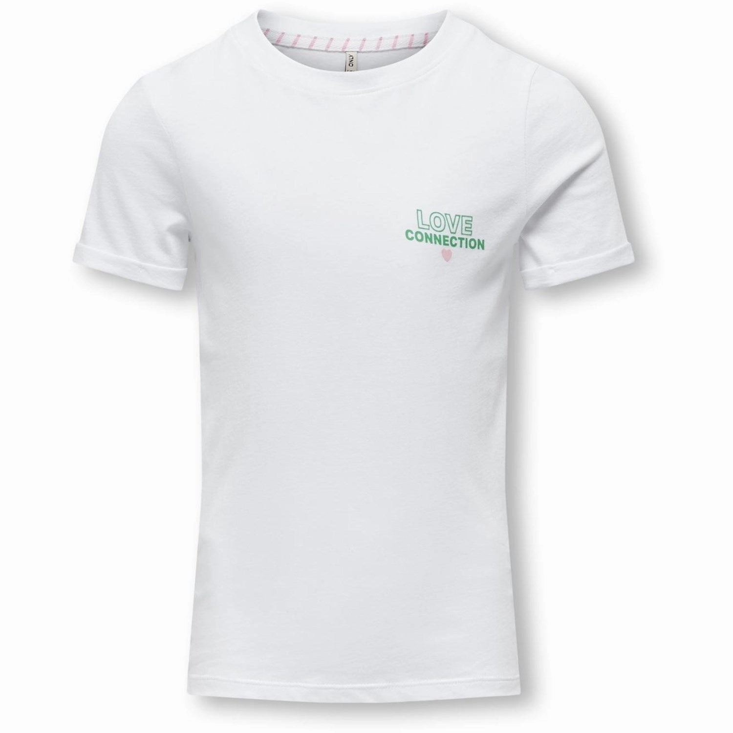 Durable Construction NoSideSeam kids ONLY Bright White Love Ina Reg Fold-Up T-Shirt