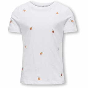 Kids ONLY Bright White Peach Ketty T-Shirt Thermal regulation High-Quality Cotton