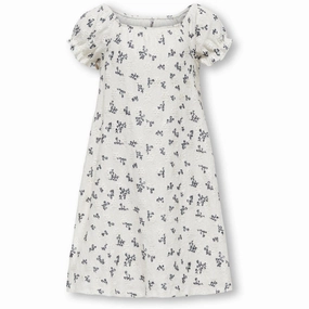 Waist Seam kids ONLY Cloud Dancer Black Flower Lavendel Dress