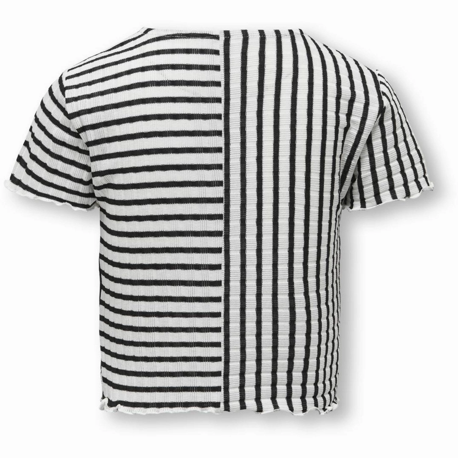 kids ONLY Cloud Dancer Black Georgina Striped Frill Top Relaxed Vibes Trendy Top