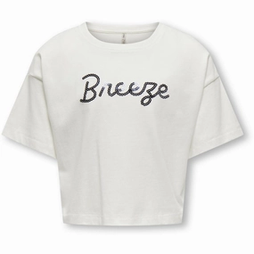 Linen blend Lightweight Layer kids ONLY Cloud Dancer Breeze Olivia Loose Sequins Top