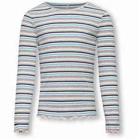 Two Tone Stitching Button-up Kids ONLY Cloud Dancer Salla Blouse