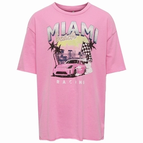 Kids ONLY Fuchsia Pink Lucy Oversize Race T-Shirt Urban Casual Look Loose fitting comfort