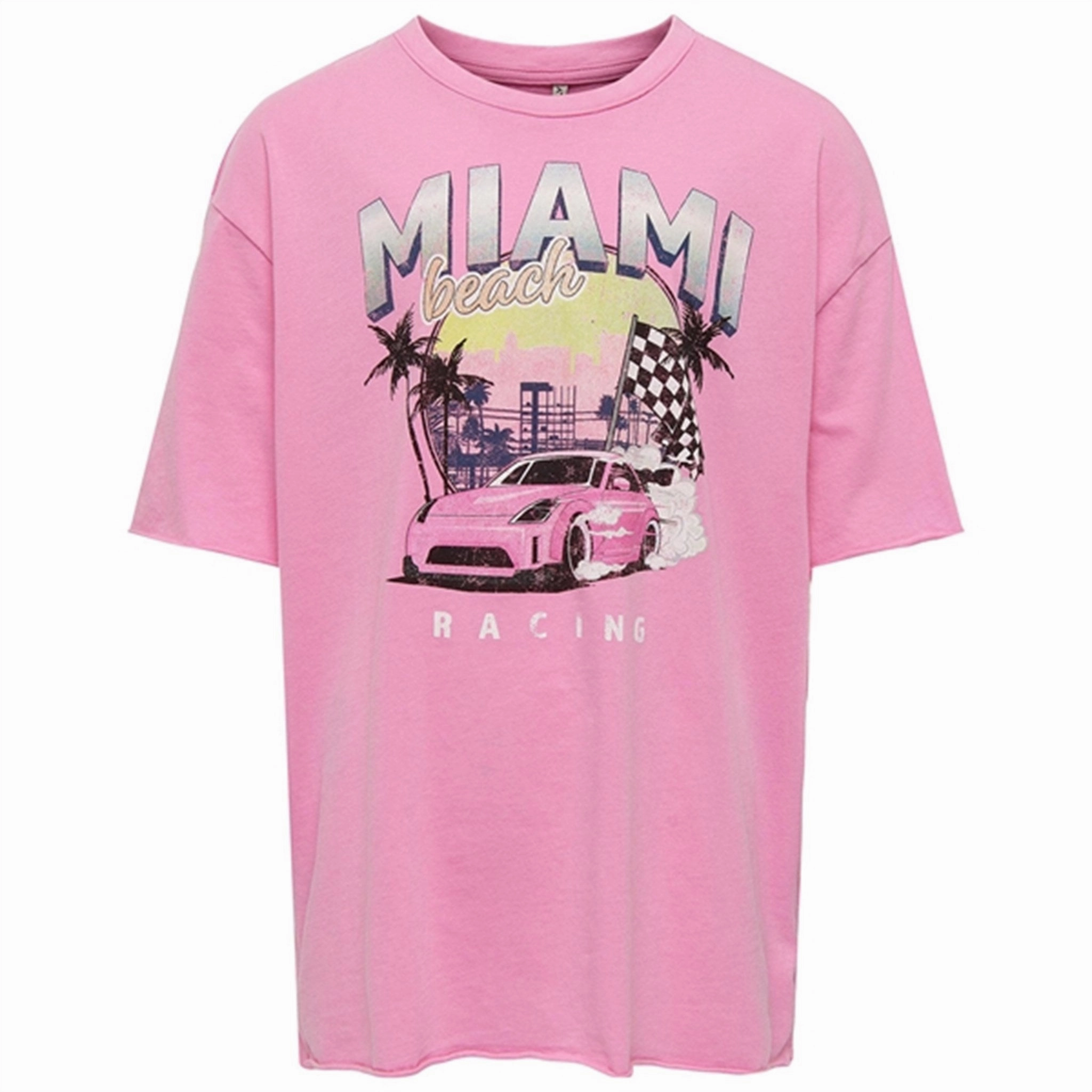 vacation wear Kids ONLY Fuchsia Pink Lucy Oversize Race T-Shirt