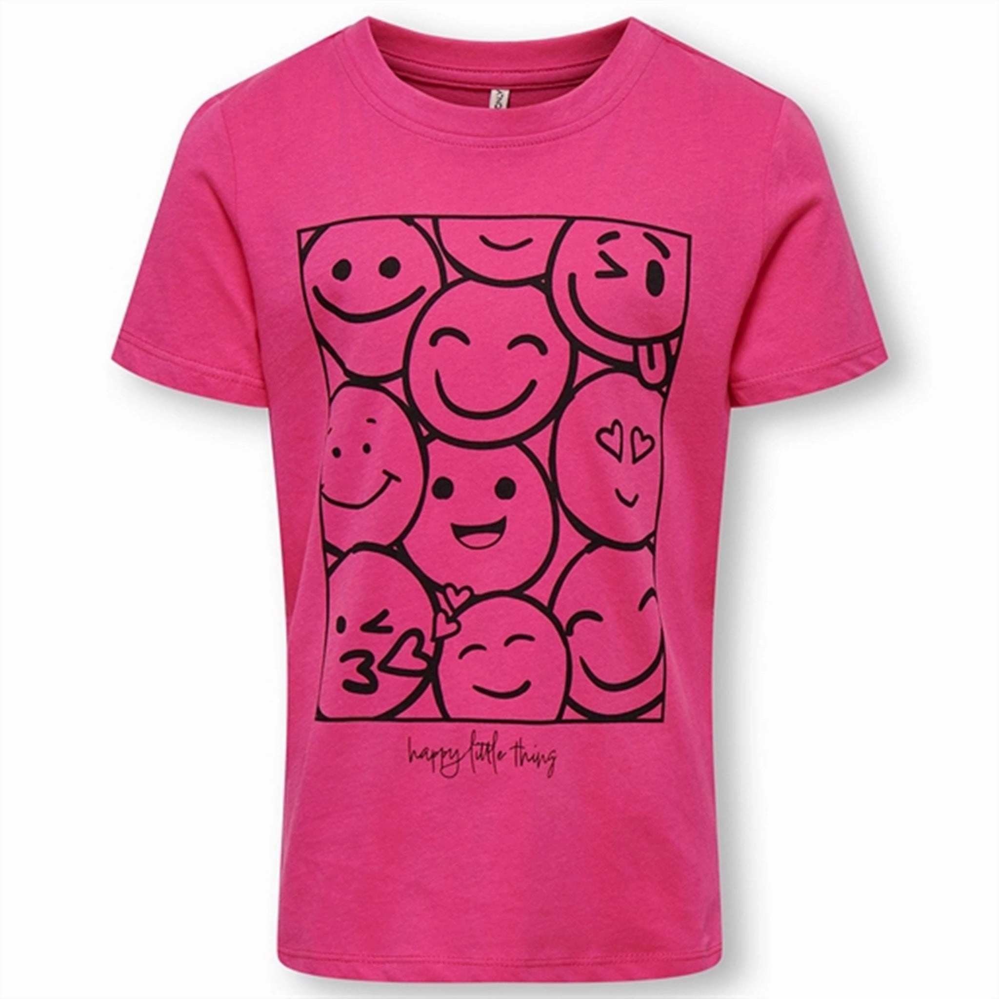 Comfort Style Minimalist Design Kids ONLY Fuchsia Purple Smil Happy T-Shirt