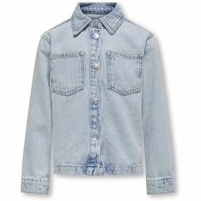 Everyday Essential Versatile Design kids ONLY Light Blue Denim Carly Oversize Star Denim Overshirt