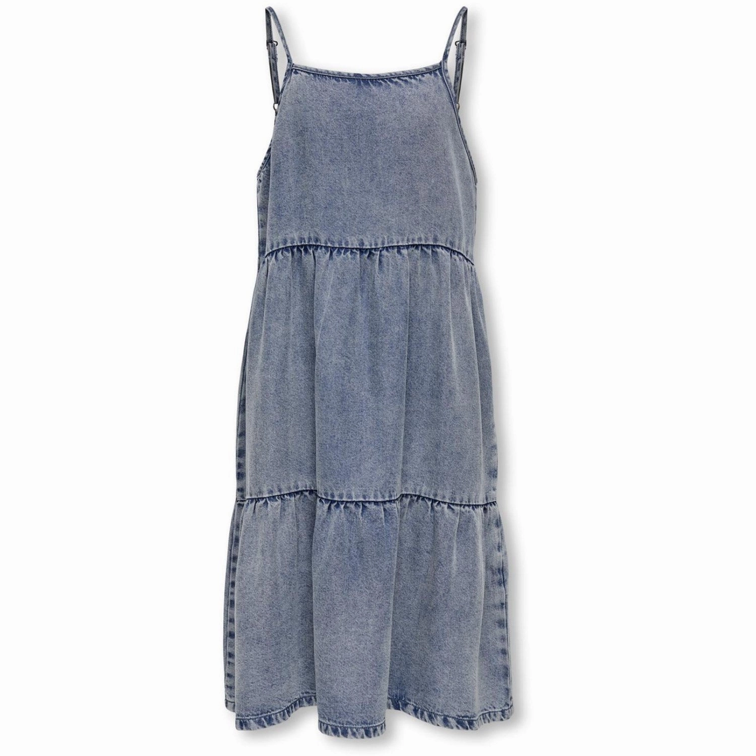 kids ONLY Light Blue Denim Shanti Layered Denim Dress Flattering Fit Smart Fabric