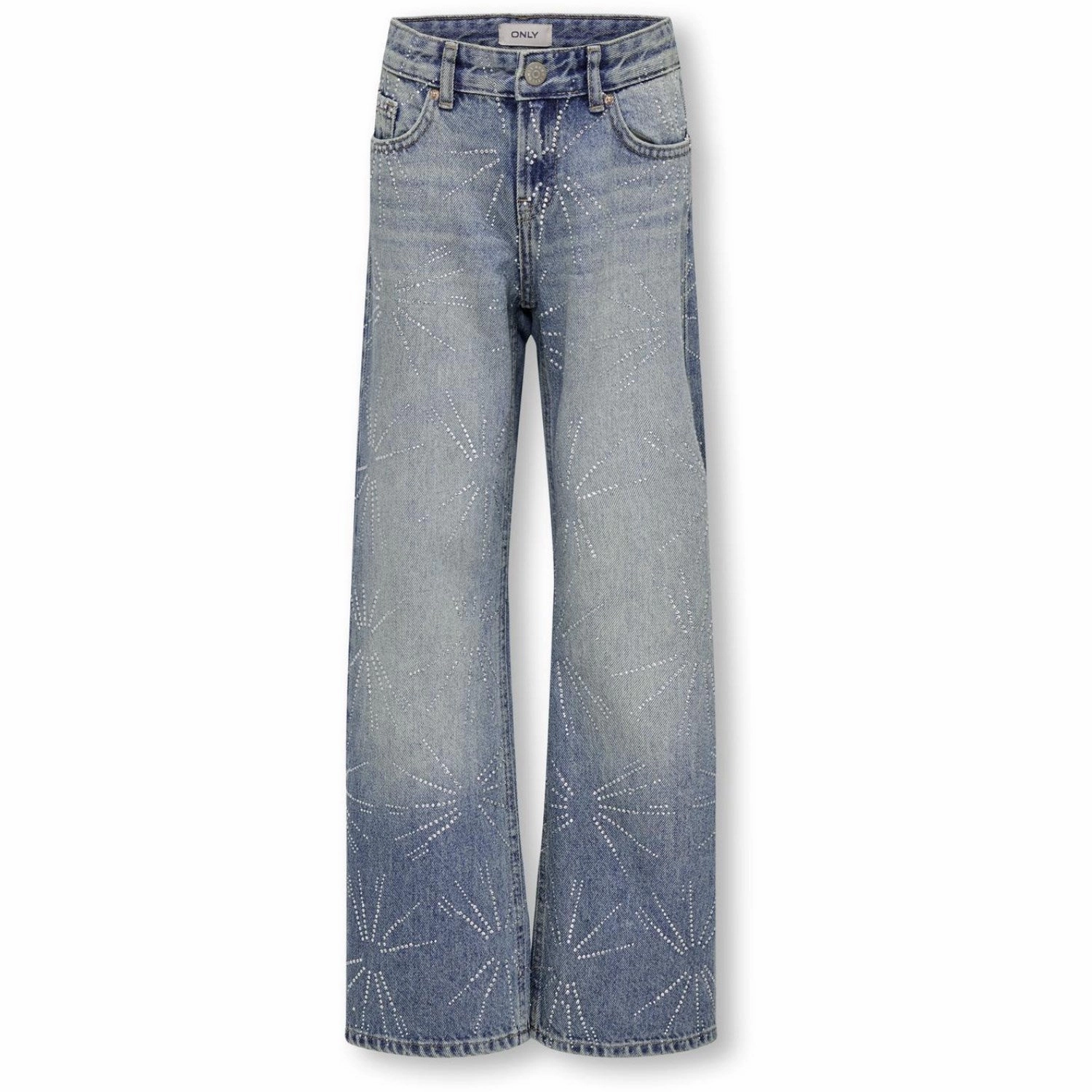 Style Focus Core Layer kids ONLY Medium Blue Denim Hope Rhinestone Star Wide Denim Tai