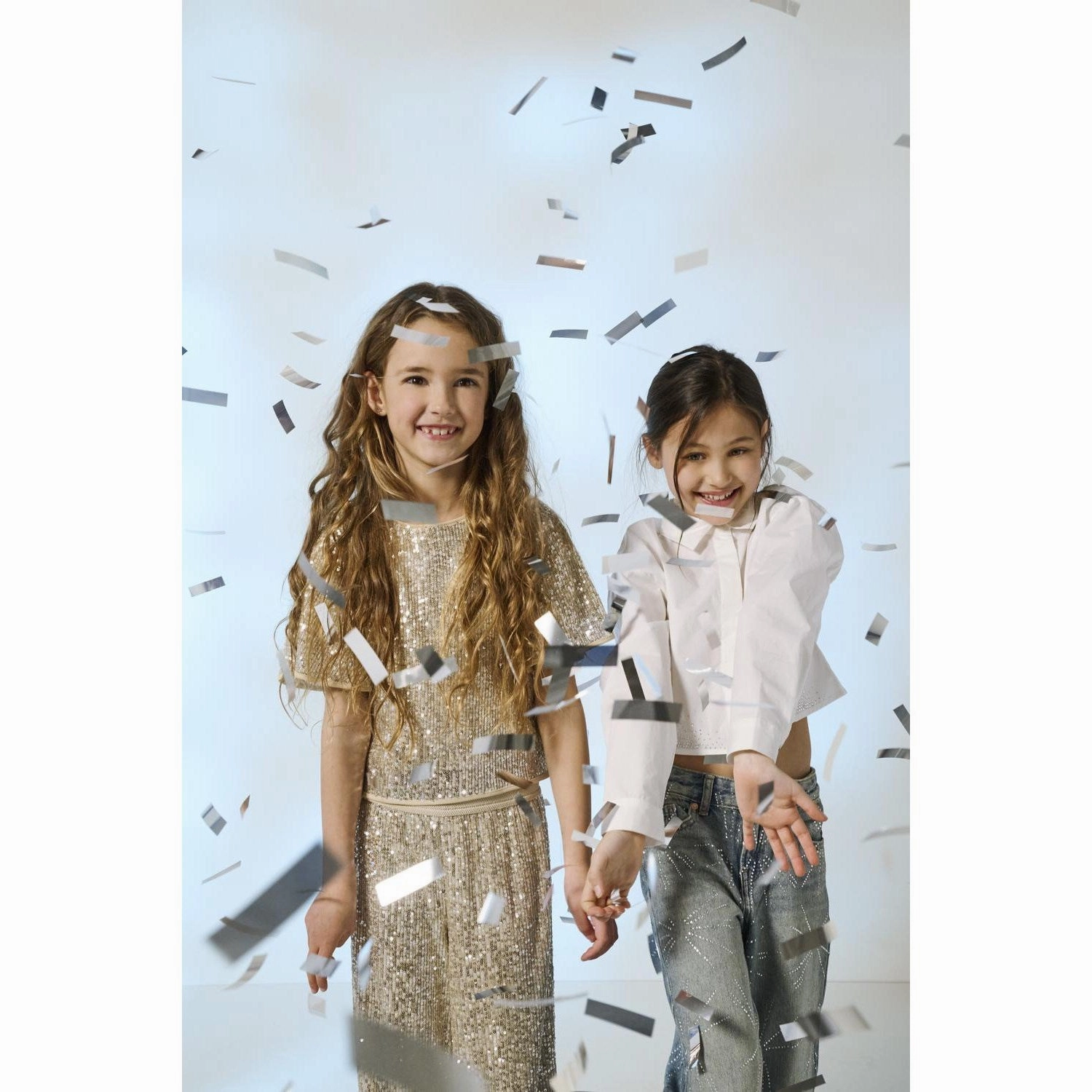 Stylish Touch kids ONLY Medium Blue Denim Hope Rhinestone Star Wide Denim Tai