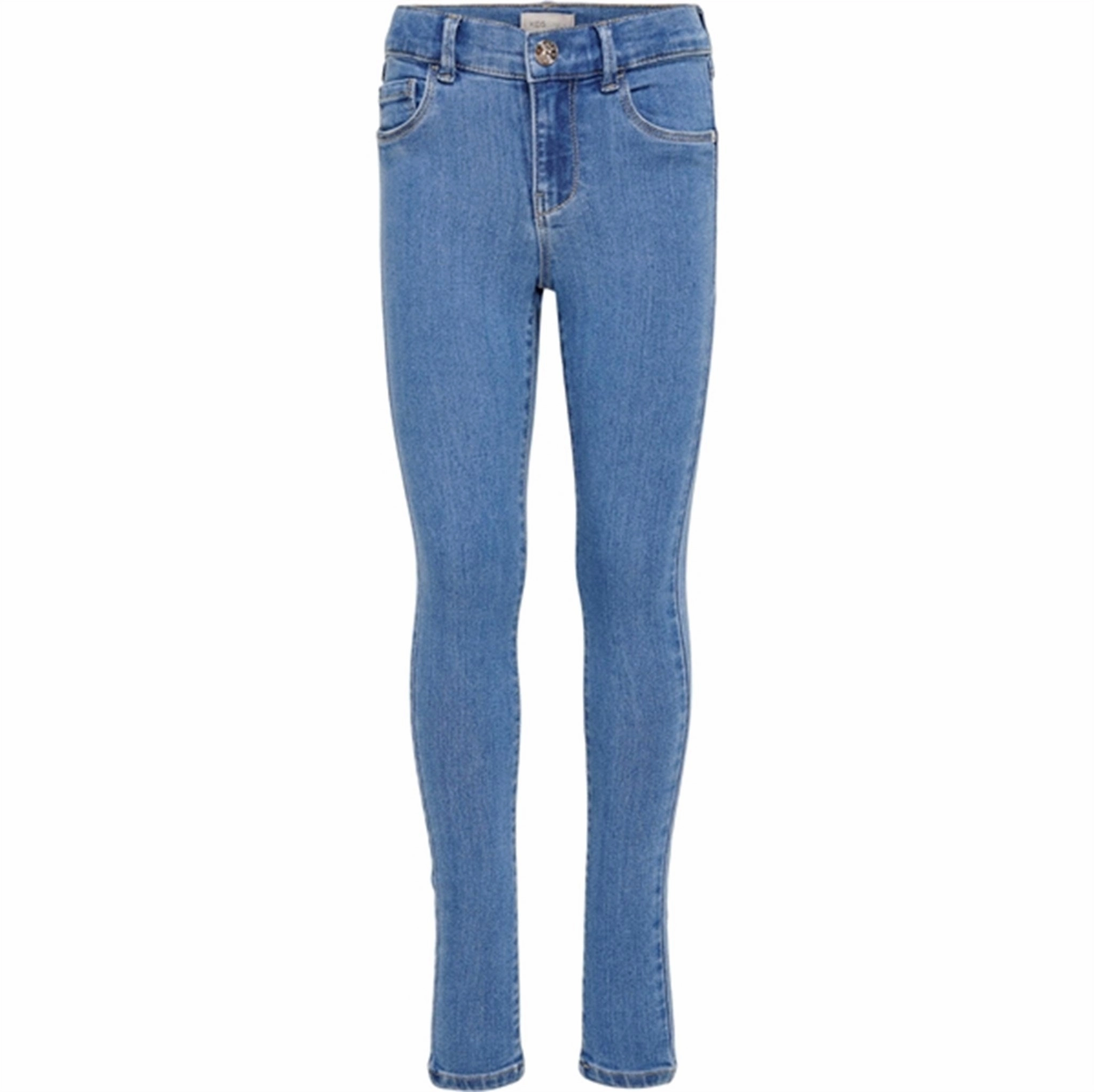 Modern Outfit Curved Seam Construction Kids ONLY Medium Blue Denim Life Regular Skinny Jeans