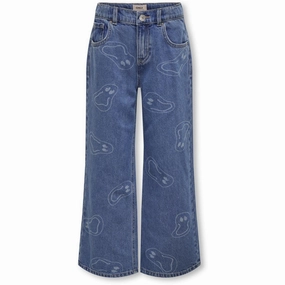 Essential Style Street Inspired kids ONLY Medium Blue Denim Megan Wide Smile Denim Gua Jeans