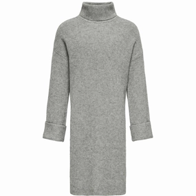 kids ONLY Medium Grey Melange Anne Rollneck Dress Knit Everyday Use