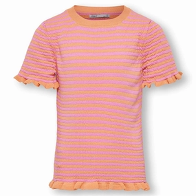 Kids ONLY Orange Chiffon Sally Crepe Top Stylish Details