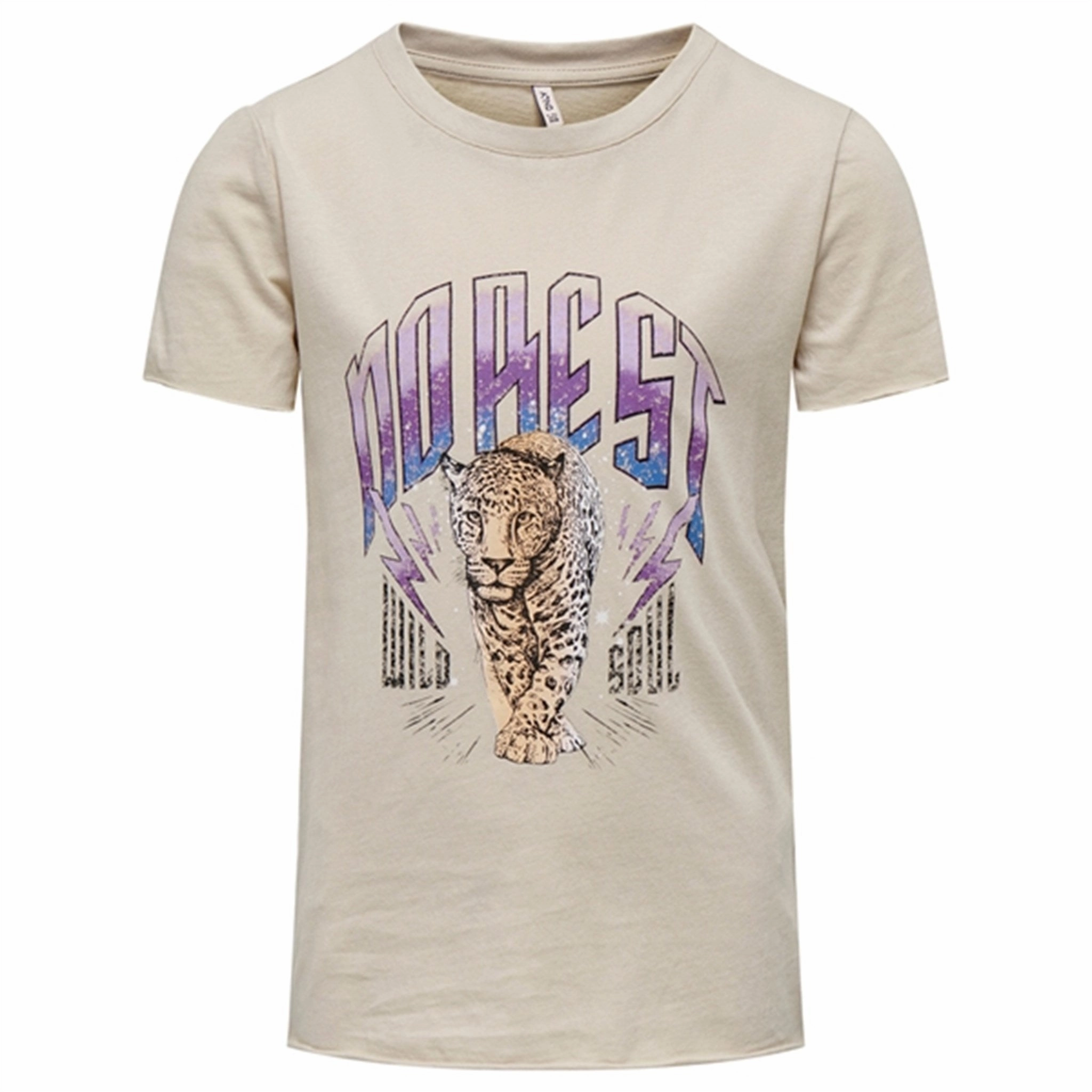 Luxury clothing Micro Perforated Fabric Kids ONLY Pumice Stone Lucy Fit Untamed T-Shirt