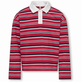 kids ONLY Salsa Night Sky/Cloud Dancer Kogruby Life L/S Boxy Polo Shirt Jrs Summer Business Anti Odor Technology