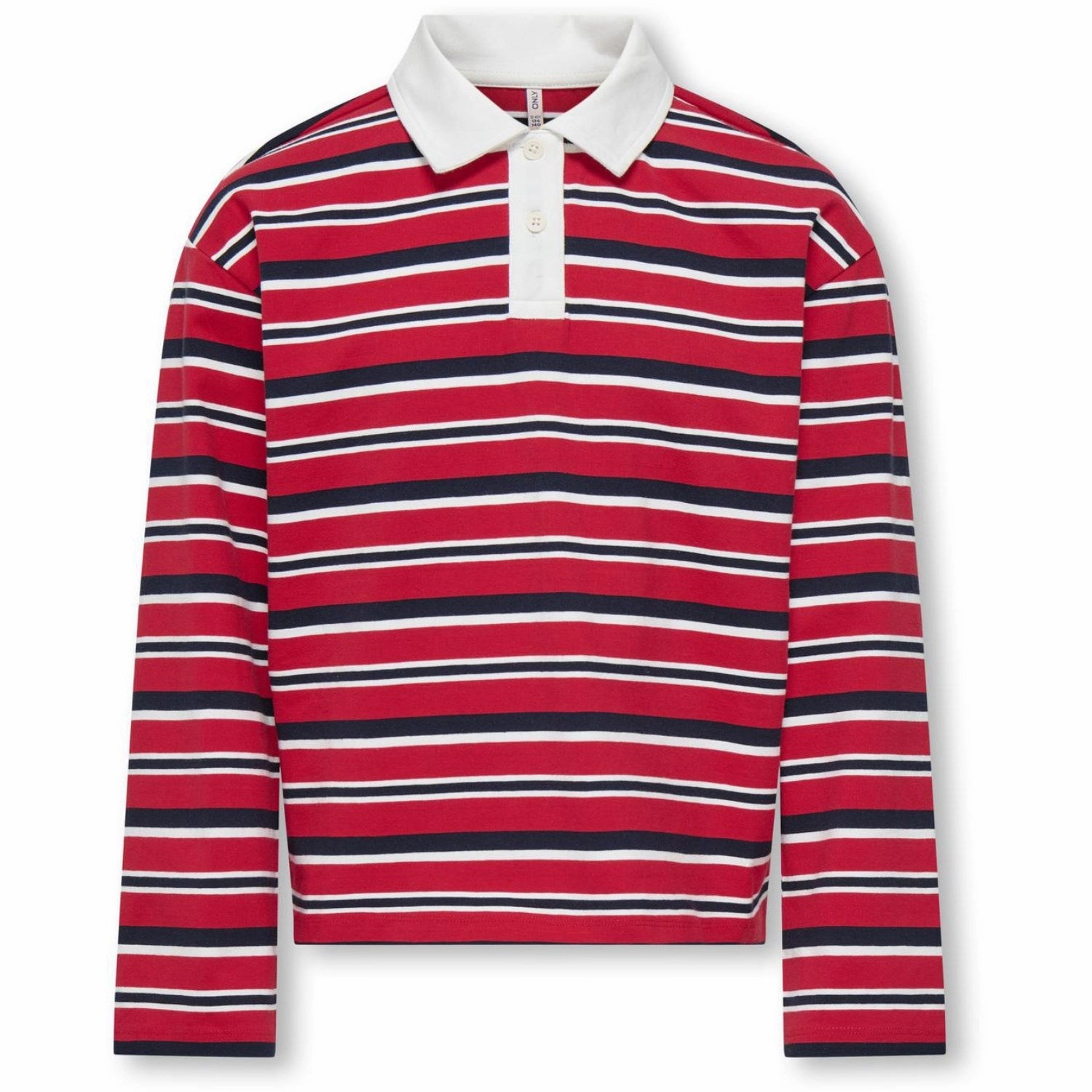 kids ONLY Salsa Night Sky/Cloud Dancer Kogruby Life L/S Boxy Polo Shirt Jrs Sweat Absorbing