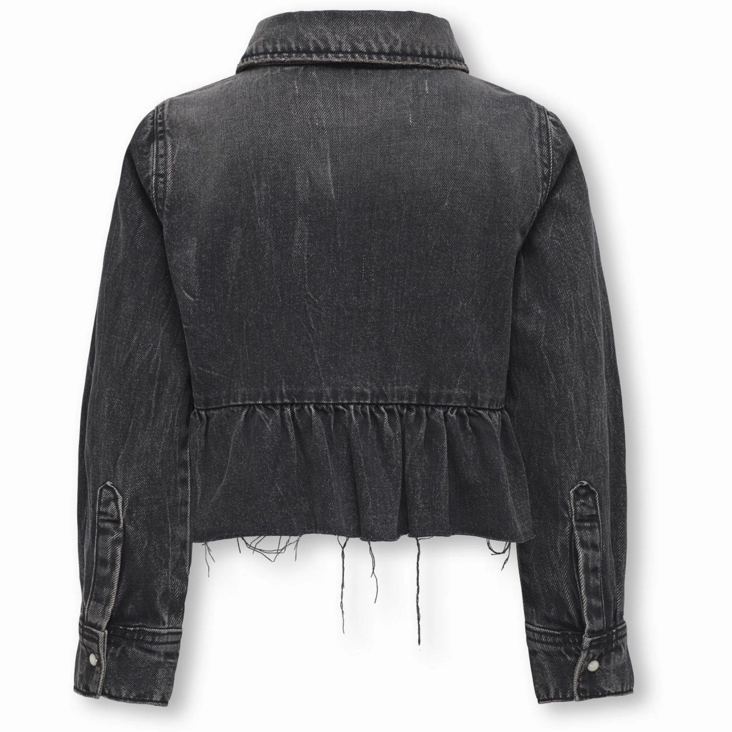 kids ONLY Washed Black Broadway Frill Denim Shirt Red Akm Unisex Design Lightweight texture