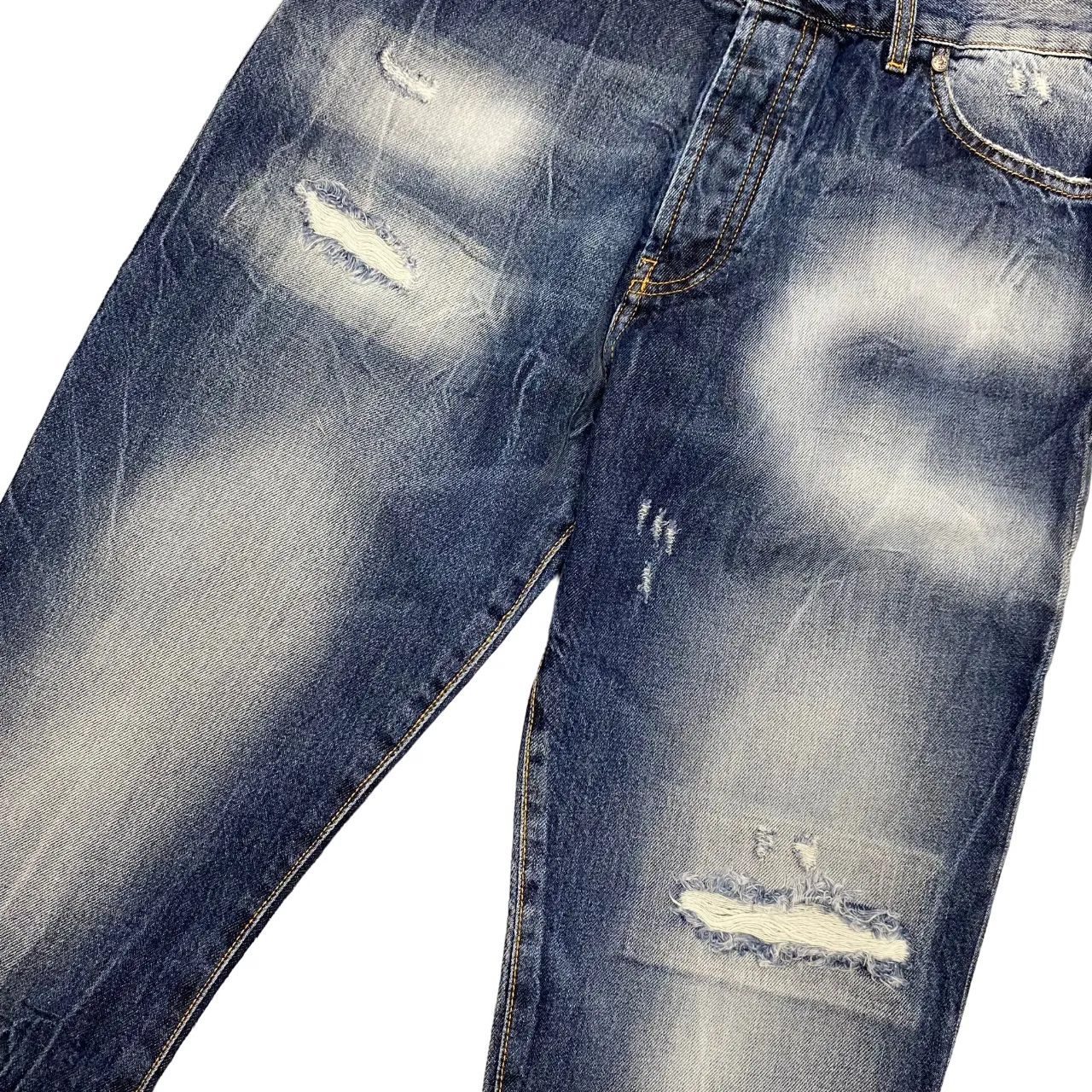 Non Irritating Universal Fit System Klixs pantaline jeans da uomo slavato con rotture Kevin 01170UB blu sfumato