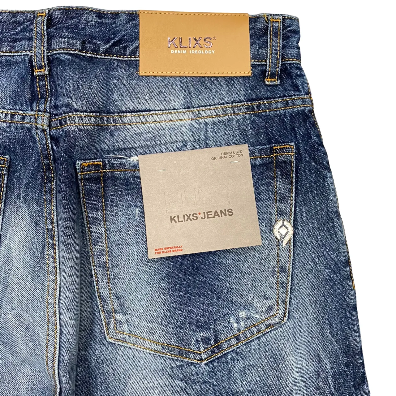 Outdoor Comfort Fit Klixs pantaline jeans da uomo slavato con rotture Kevin 01170UB blu sfumato