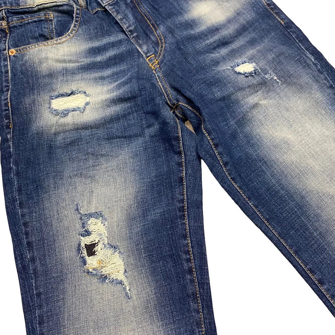 Klixs pantalone jeans da uomo slavato con rotture Mike 01154LU blu slavato Minimal Edge Perfect Fit