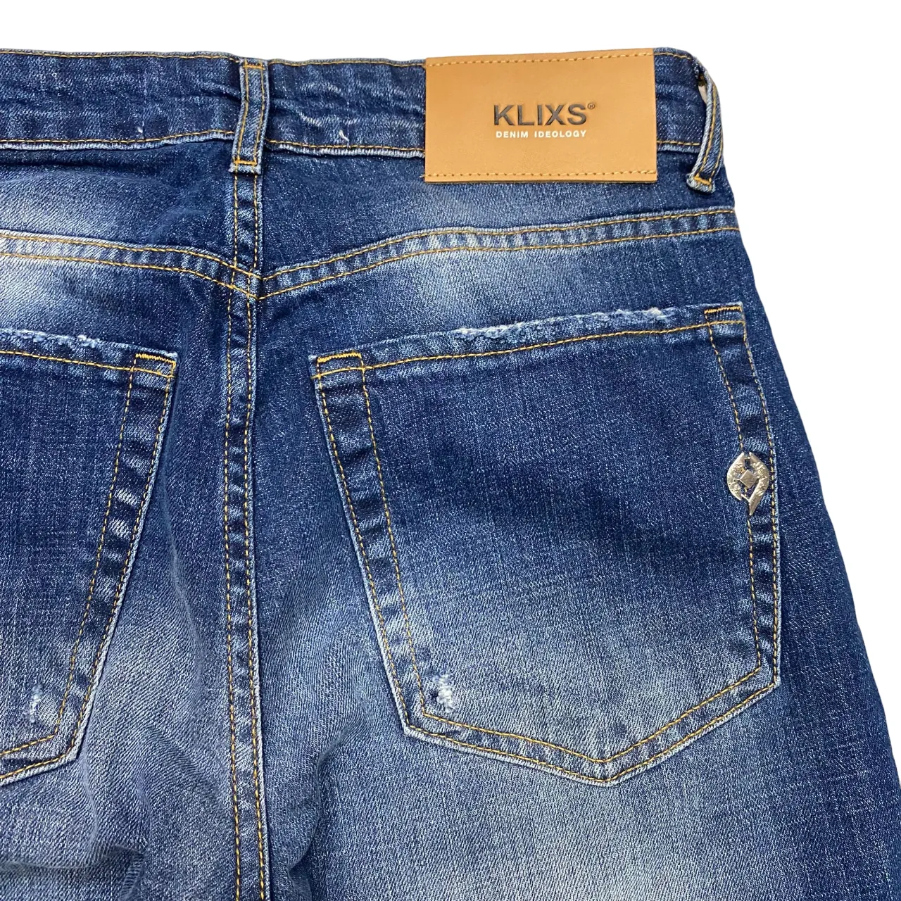 Klixs pantalone jeans da uomo slavato con rotture Mike 01154LU blu slavato Multi Pocket System