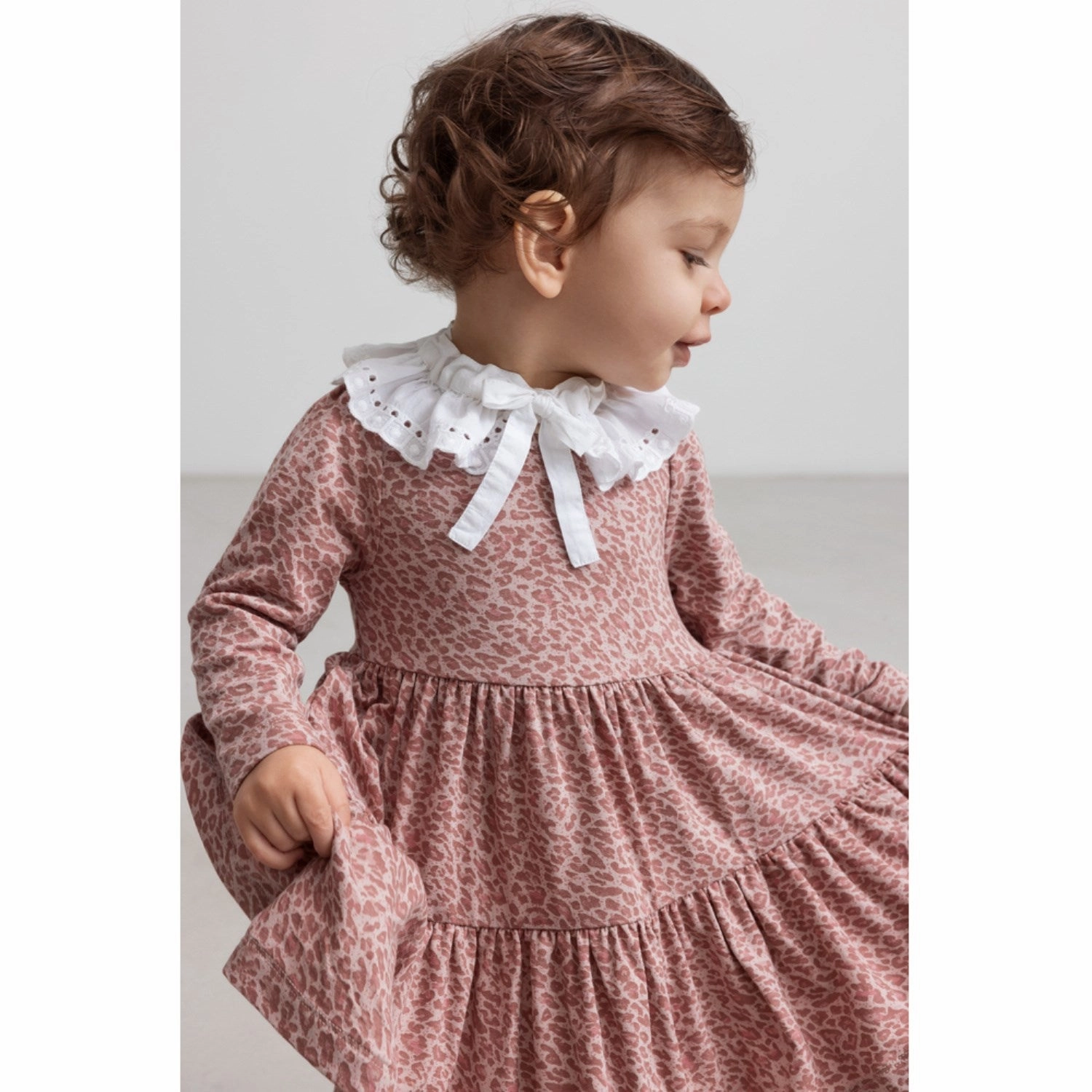 MarMar Leopard Rose Dust Leo Leo Dolly Dress Office Style Bishop-Sleeve