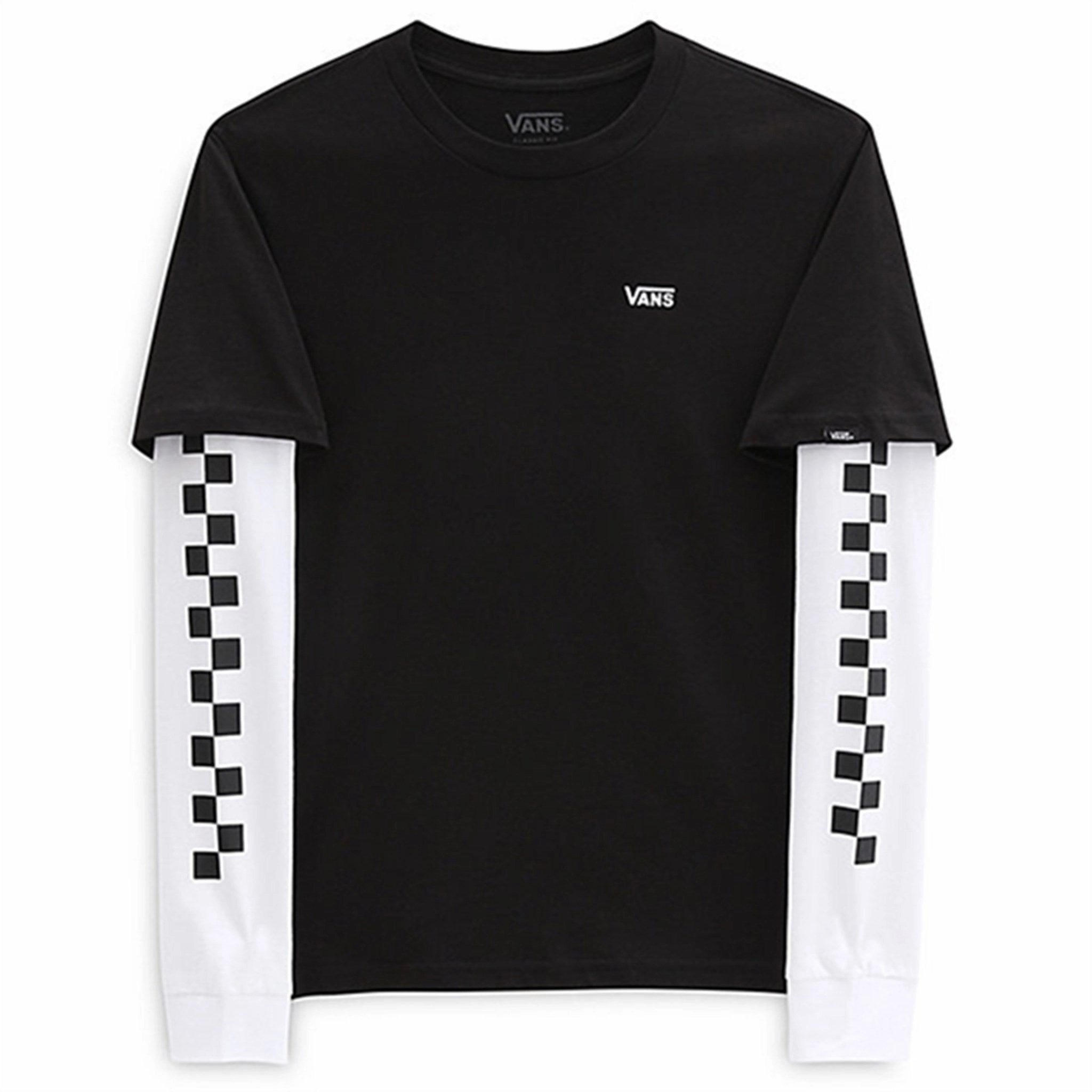 VANS By Long Check Twofer T-Shirt Black/Black Beach Ready Quick-Dry