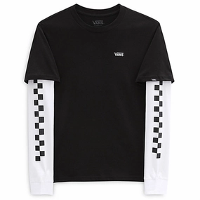 VANS By Long Check Twofer T-Shirt Black/Black Beach Ready Quick-Dry