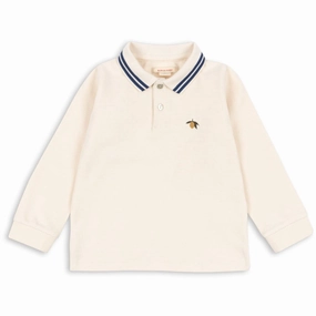 Konges Sl?jd Antique White Florian Ls Polo GOTS LowMaintenance Fabric Soft Collar Construction
