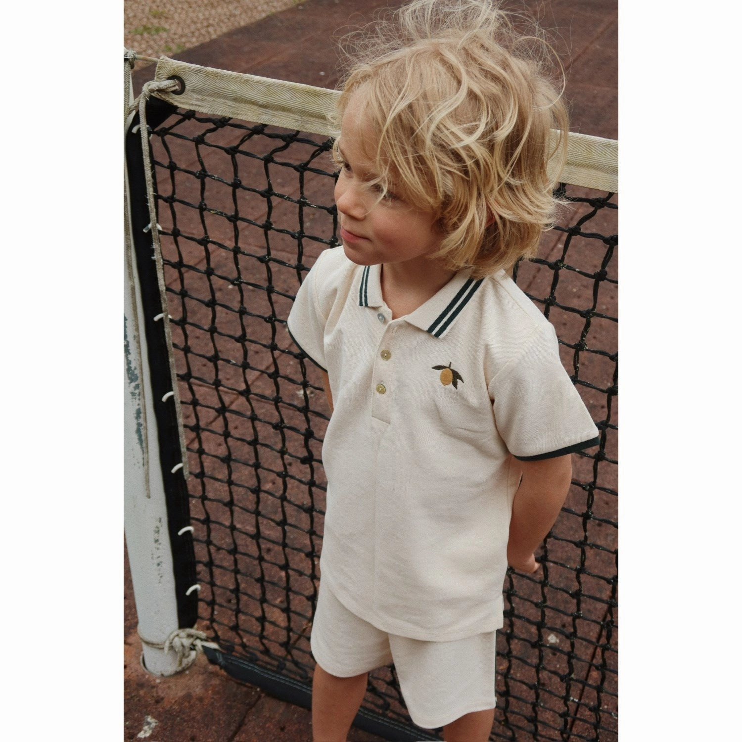 Konges Sl?jd Antique White Florian Polo Shirt Gots Classic Collar Unstructured Hem