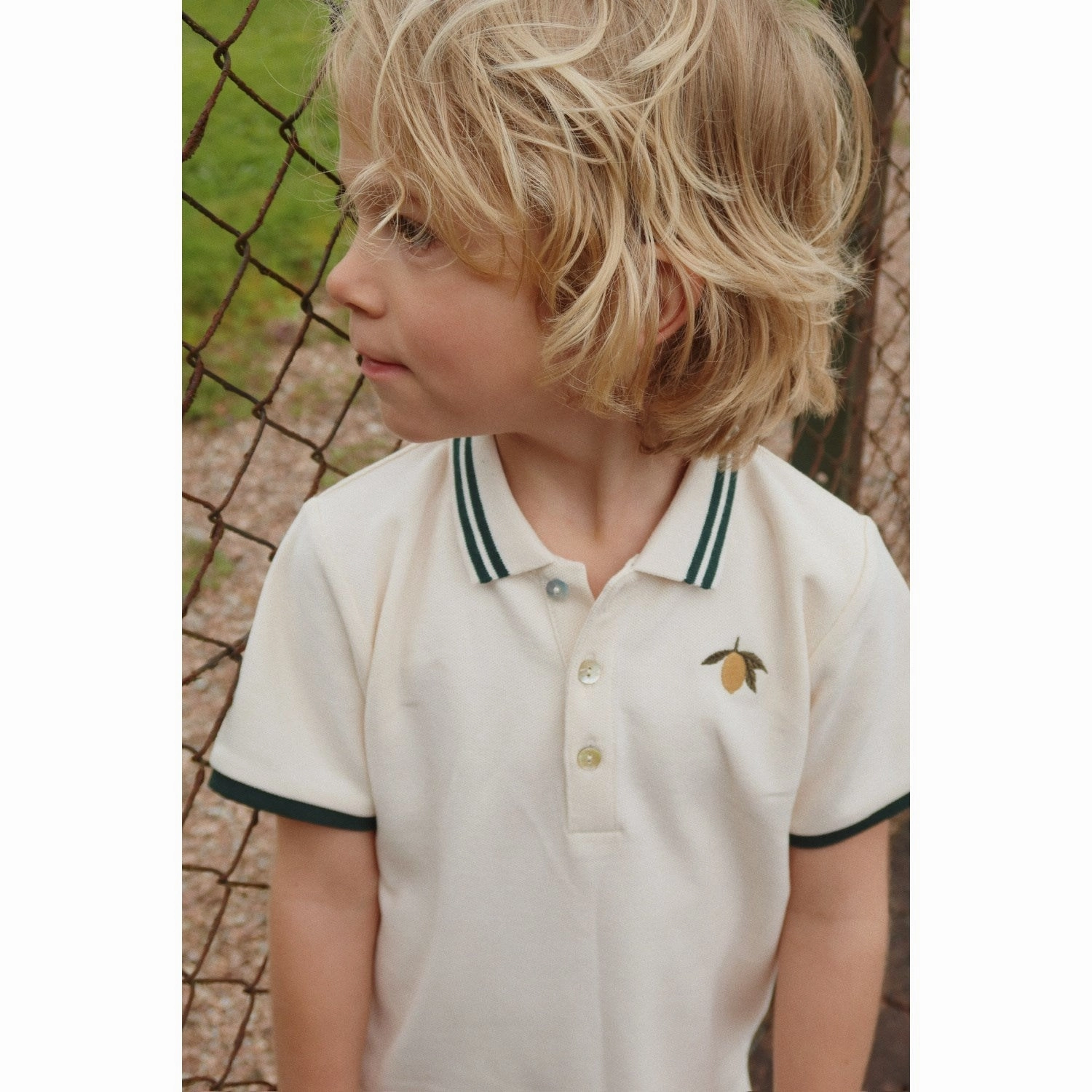 Slim Tailored Konges Sl?jd Antique White Florian Polo Shirt Gots