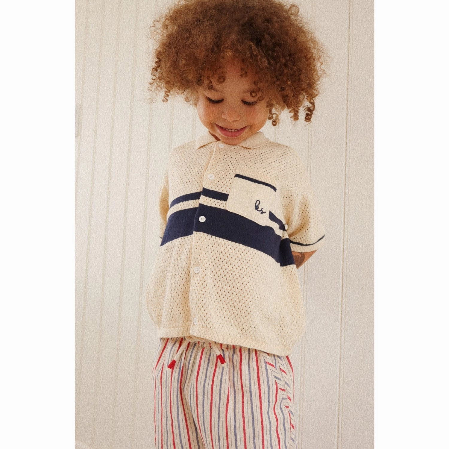 Thermoregulating Fabric Konges Sl?jd Blue Stripe Hai Knit Shirt