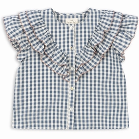 Multi Pocket Utility Konges Sl?jd Captains Blue Check Kim Frill Shirt