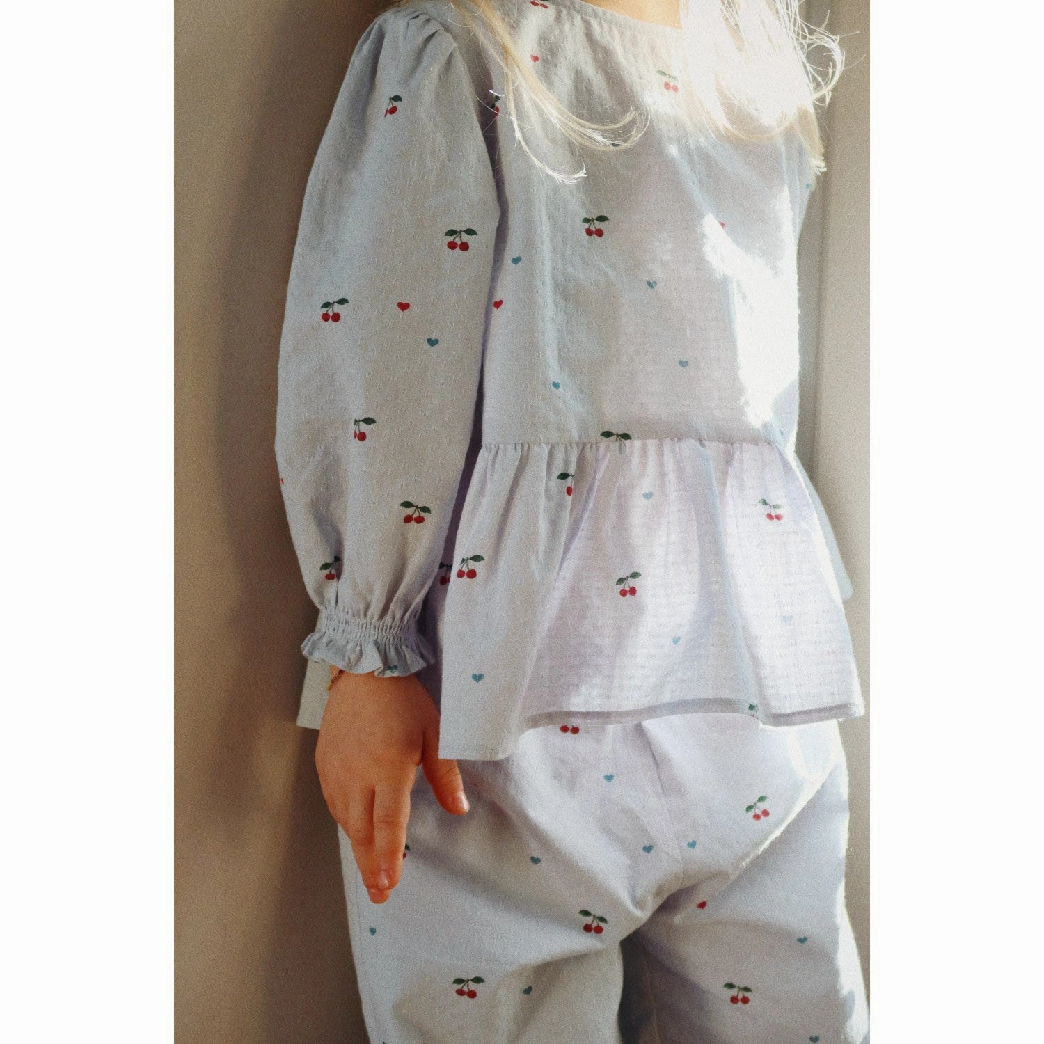 Plus Size Fit Konges Sl?jd Cherry Blue Coeur Evia Blouse Gots