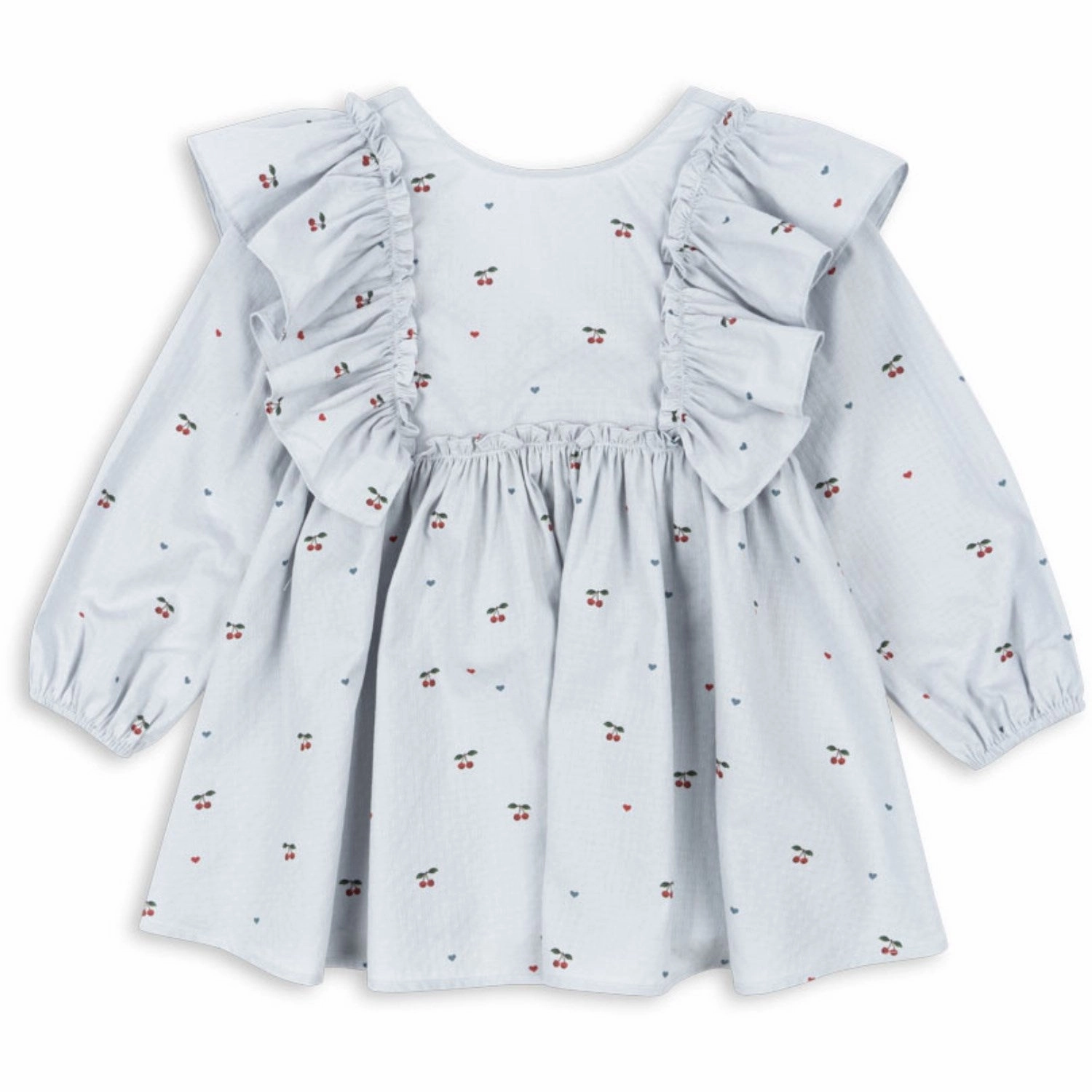 Social Charm Nature Inspired Konges Sl?jd Cherry Blue Coeur Evia Ls Bow Dress Gots