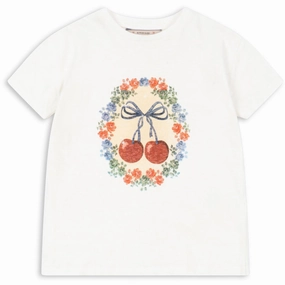 Versatile and Stylish Light Casual Wear Konges Sl?jd Cherry Bow Era Tee Ocs