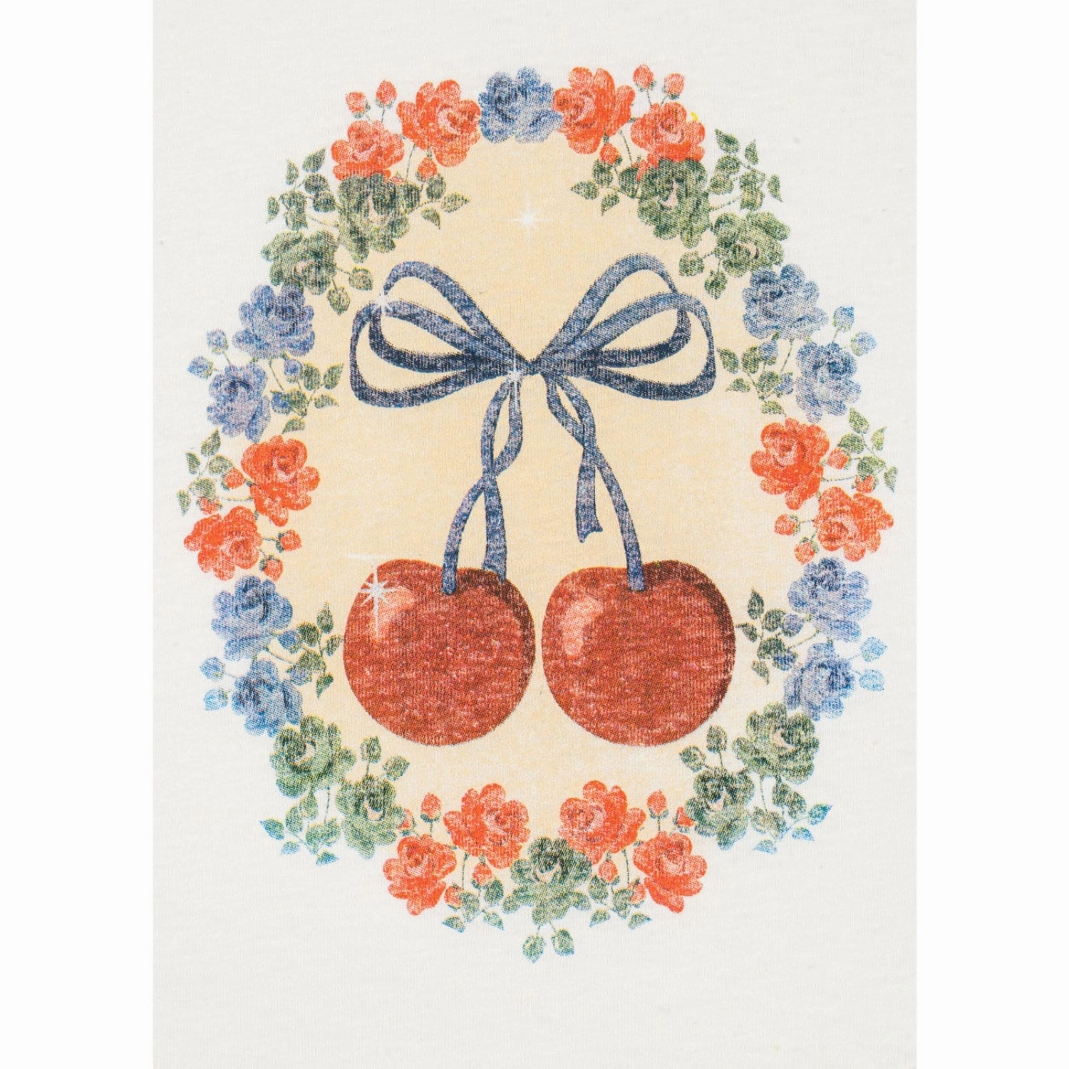 Comfortable Look Retro nostalgia Konges Sl?jd Cherry Bow Era Tee Ocs