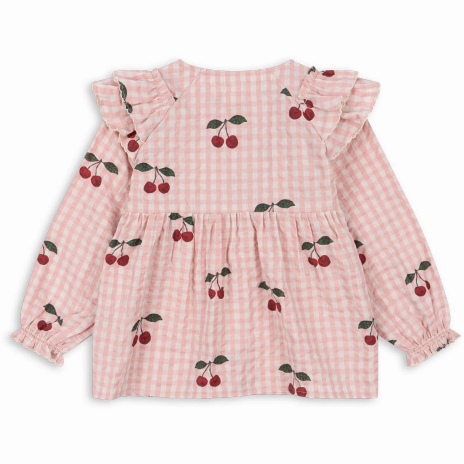 Pocket Detailing Konges Sl?jd Cherry Check Kim Frill Blouse Gots