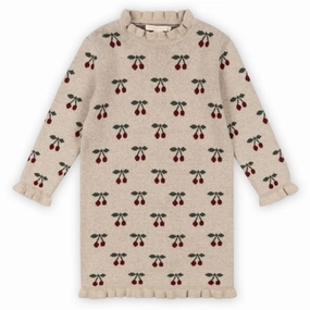 Layered-Sleeve Spring-Season Konges Sl?jd Cherry Sika Knit Dress