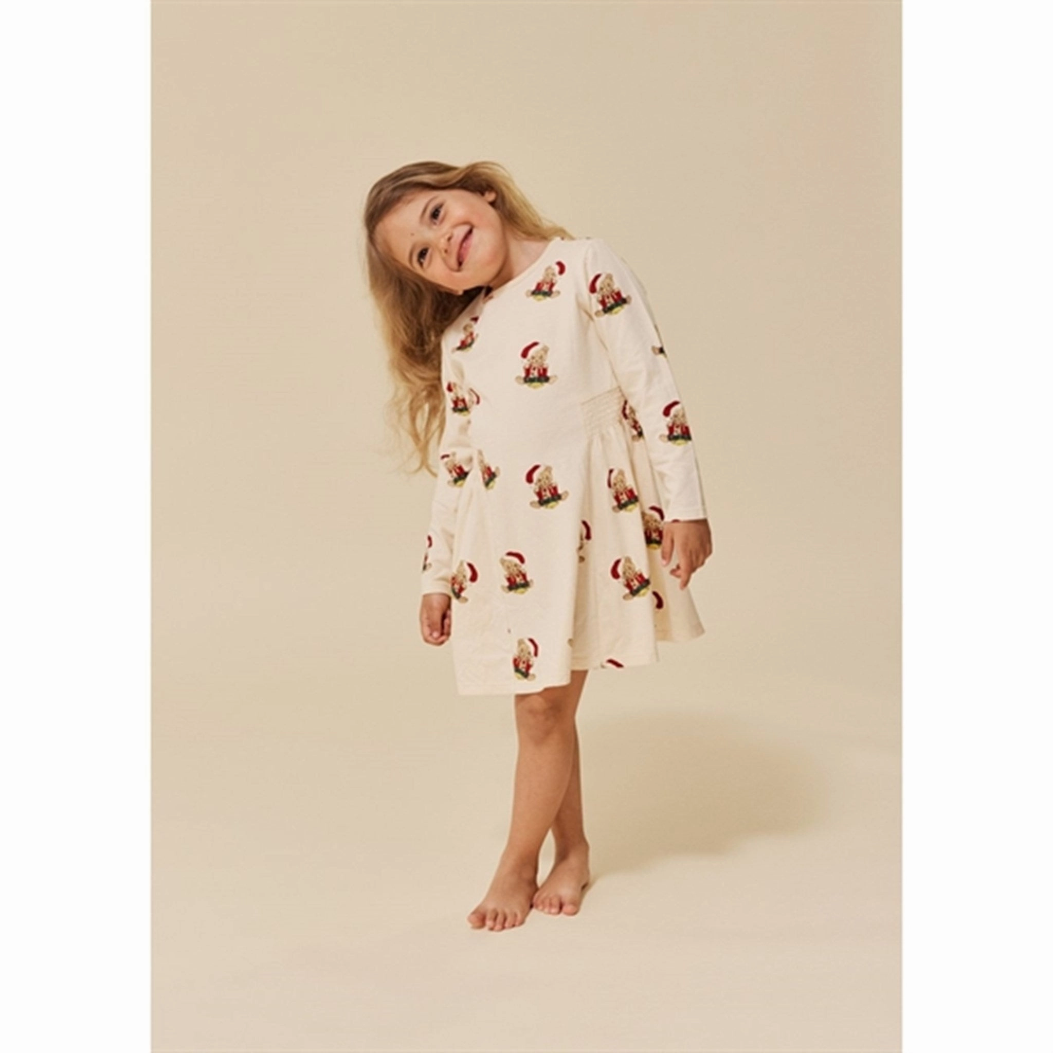 Matte-finish Breathable Layering Konges Sl?jd Christmas Teddy Basic Dress