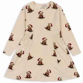Floral Pattern Konges Sl?jd Christmas Teddy Basic Dress